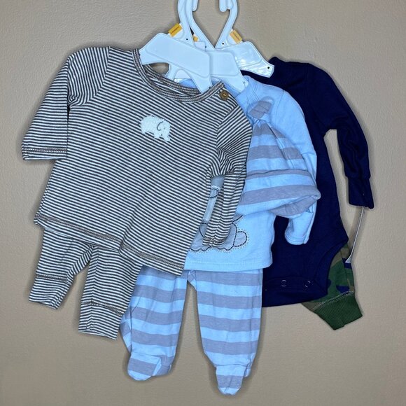 Adorable Baby Boys Newborn 100% Cotton Carter's 3 Outfits - Picture 3 of 16
